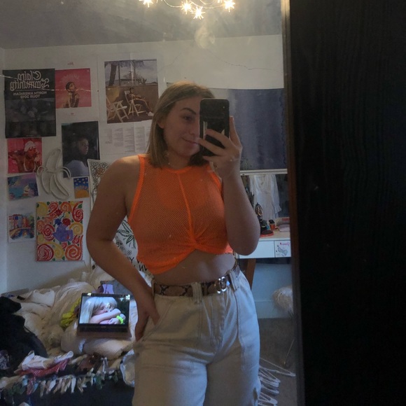 mesh orange twist tank top - Picture 2 of 2